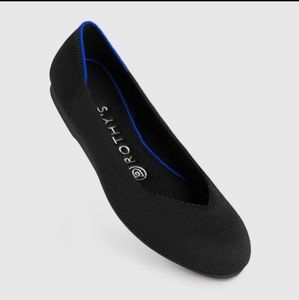 💙 Rothys The Flat Black Solid Women's Shoes